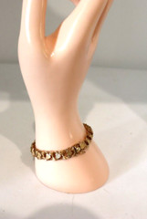 Vintage 12k Gold Filled Textured Heart Charm Bracelet c1960s Marathon USA made