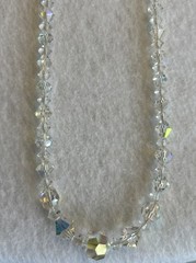 Vintage AB Aurora Borealis Faceted Glass Bead Necklace 34″