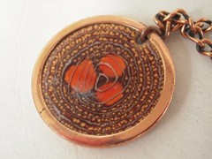Vintage Signed Matisse Renoir Red Enamel Copper Pendant Necklace – “Gracelet”