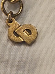 Vintage Christian Dior Classic Logo Black Rhinestone Gold Chain Necklace 18 In