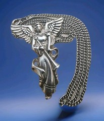 VINTAGE 925 STERLING SILV ANGEL(Gabriel) Pin/Brooch/Pendant, & Chain (NECKLACE)