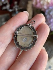 Vintage Silver 800 Womens Jewelry Pendant Brooch Portrait Miniature Signed Italy