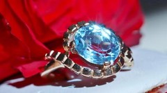 10k yellow gold ring 2.50ct blue topaz solitaire size 5.5 vintage 4.00gr N3511