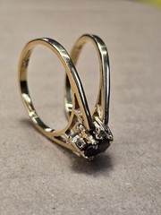 Vintage 14 K GE Gold Plated Set Cubic Zirconia And Ruby REBERSIBLE Ring – 9.25