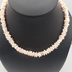 Vintage White Pink Shell Heishe Chip Choker Necklace Lot 2 Puka Clamshell Boho