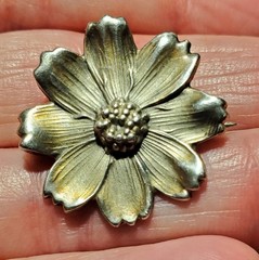 Antique Unger Brothers Sterling Art Nouveau Daisy Flower Brooch Pin