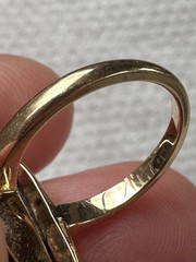 Antique Victorian era 14k Gold Silver Top Pearl Miniature Portrait Ring