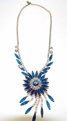 GORGEOUS DELIZZA & ELSTER JULIANA BOOK PIECE BLUE SUNBURST NECKLACE AND EARRINGS