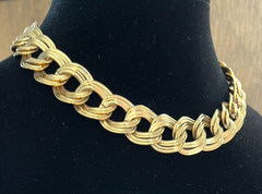 ANNE KLEIN Signed GOLD TONE DOUBLE-LINK CHAIN 15″ STATEMENT CHOKER NECKLACE!