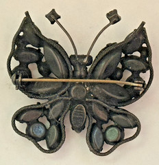 Vintage Butterfly Brooch Signed Regency Jet Black Rhinestone Pin