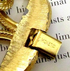 Vtg Runway Wide Double Chain MONET 70s GP Textured Oval Link Bracelet Classic