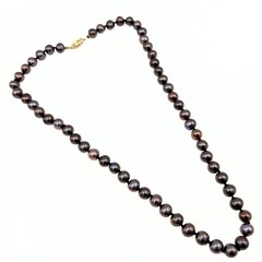 Captivating Marked 14k Gold Peacock 7mm Freshwater Pearl Beaded Necklace
