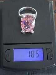 Vtg Faceted Pink Topaz Quartz Statement Ring & Pendant Set Sz 8 Sterling Silver