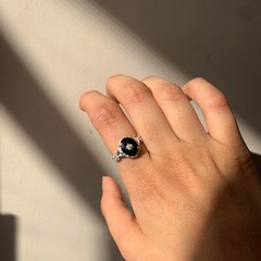 Real Black Onyx 925 Sterling Silver Vintage Look Ring for Women – Handmade Engag