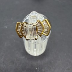 ❤️‍🩹 18k YG Emerald Cut 1.40CTW 1.00 CT Ctr Diamond Wedding Ring Size 6.5