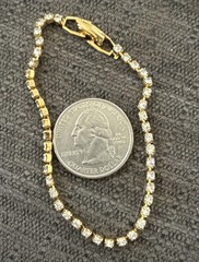 Vintage Faux Gold Bracelet w/Faux Diamonds costume jewelry 7 inches