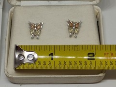 Vintage NEW Jewelry By Coleman USA Black Hills Gold Butterfly Earrings w/ COA