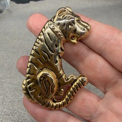 Vintage Brooch Tiger Cheetah Big Cat Gold Tone 2.5 Inches