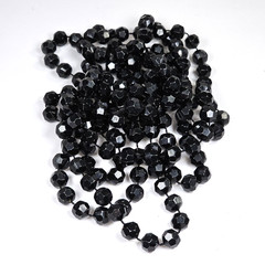 Vintage BLACK Faceted BEAD NECKLACE 72″ Flapper Acrylic SHIMMERING Versatile