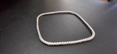Vintage 925 Sterling Silver Square Tennis Bangle Bracelet Cubic Zirconia Flawles