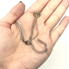Vintage 90s Silver-tone 3 Layer Floating Floral Charm Necklace 16-18″