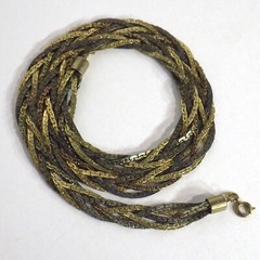 Set of 2 Vintage Flat Braided Necklaces Serpentine Chain Gold/Black/Silver 24″