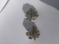 Vintage Francois Bracelet and Clip On Earrings Set Silver Tone with Rhinestones