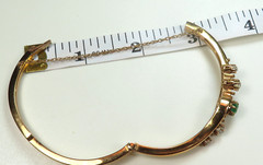 Antique Art Deco Colombian Emerald Diamond Bangle Bracelet 17K Rose Gold 6.25IC