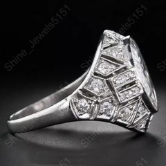 Antique Art Deco 2.90Ct Round Cut Lab Created Diamond Engagement 925 Silver Ring