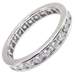 Tiffany & Co Platinum 0.80ct Diamond Full Circle Eternity 3mm Band Ring sz 4.5