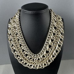 Vintage ART Arthur Pepper Necklace Gold Tone 5 Strand Chain 13-18″