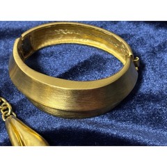 Vintage Matte Gold Abstract Stem Choker Necklace Bracelet Earrings Set 90’s