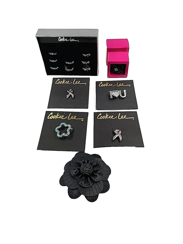 VTG Cookie Lee With 9 Rings 5 Pendants 1 Ring is a Watch! Mixed Stones Styles