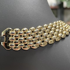 Vintage Stunning 7 Rows of Gold Plated Oval Link Chain Choker Collar Necklace