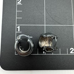 Suzanne Somers Silver 925 Chunky/Huggie Hoop Earrings in a Gun-Metal Grey Color