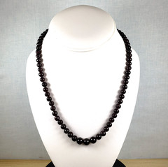 Vintage Genuine Almandine Garnet Small Bead Strand Choker Necklace Barrel Clasp