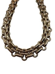 Vintage Rolo Link Chain Necklace Floral Embossed Gold Plate C Ring Clasp B5