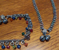 Vintage Fashion Jewelry MARKED Nice, Intricate Silver Metal w/Colorful Inserts