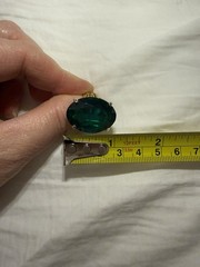 Vintage Huge Emerald Green Faceted Glass Cocktail Statement Ring Size 8 Unmarked