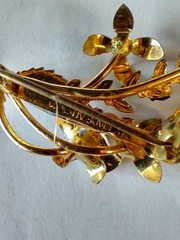 Vintage Rhinestone Enamel Floral 2″ Brooch Pin Stamped Made Austria
