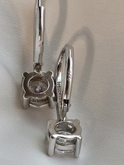 ​JCM Sterling Silver 925 Cubic Zirconia Round Leverback Drop Earrings