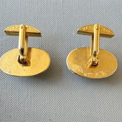 Vintage Western Gold Tone Bullet Back Oval Cufflinks Fashion Unisex