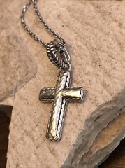 30. John Hardy jai 925 Ster Grace Faith Hammered cross Enhancer pendant 35-17mm