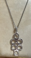 Vintage B+D Dennung Denmark sterling silver Overlay pewter pendant 24” necklace