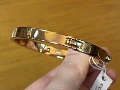 Coach Signed Gold Tone With Silver Tone Accent Bangle Locking Clasp