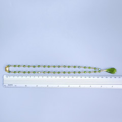 Necklace 18” Green Glass Czech Vintage Beads Women`s Jewelry Art Deco Style