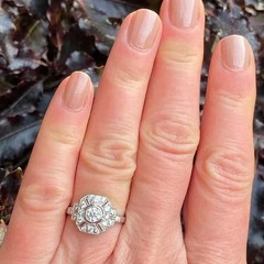 Vintage Art Deco Style Round Lab Created Diamond 14K White Gold FN Wedding Ring