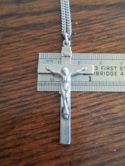 Vintage Sterling DiROMA Cross Crucifix On 24″ Chain 13.8g See Pics/Description