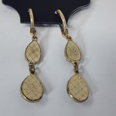 Vintage Drop Earrings Women Gold Tone Smoky Glass Teardrop Art Deco Leverback