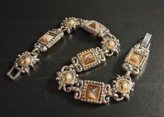 Vintage Premier Designs Bronze Boho Jewelry Bracelet 8″ Long Marked Crown